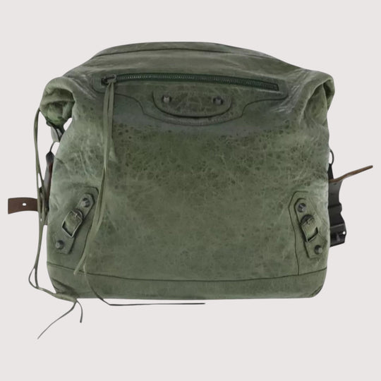 Balenciaga The Day Leather Green Shoulder Bag Women