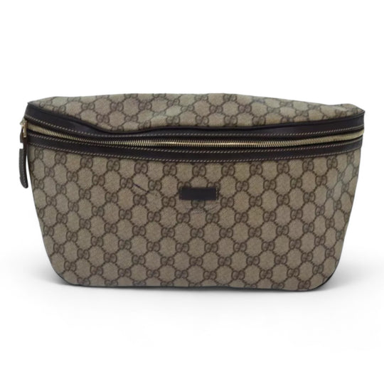 Gucci GG Supreme Body Bag PVC Leather Beige Gold