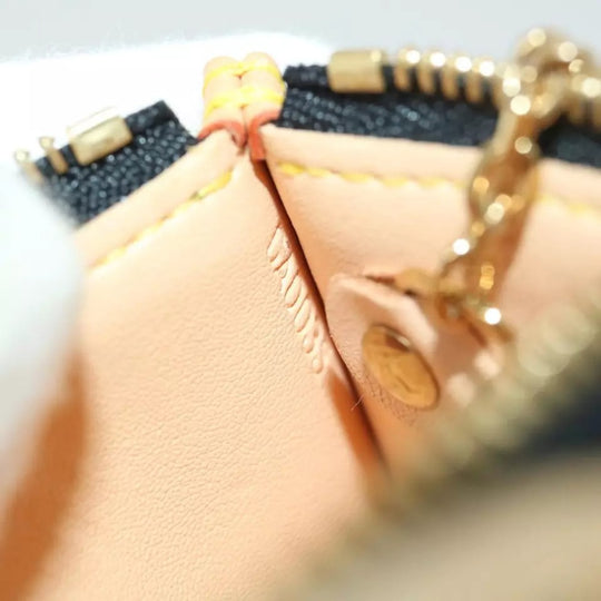 Louis Vuitton Monogram Pochette Cles Coin Purse Black Multicolor Womens Chain Key Holder Clutch Wristlet
