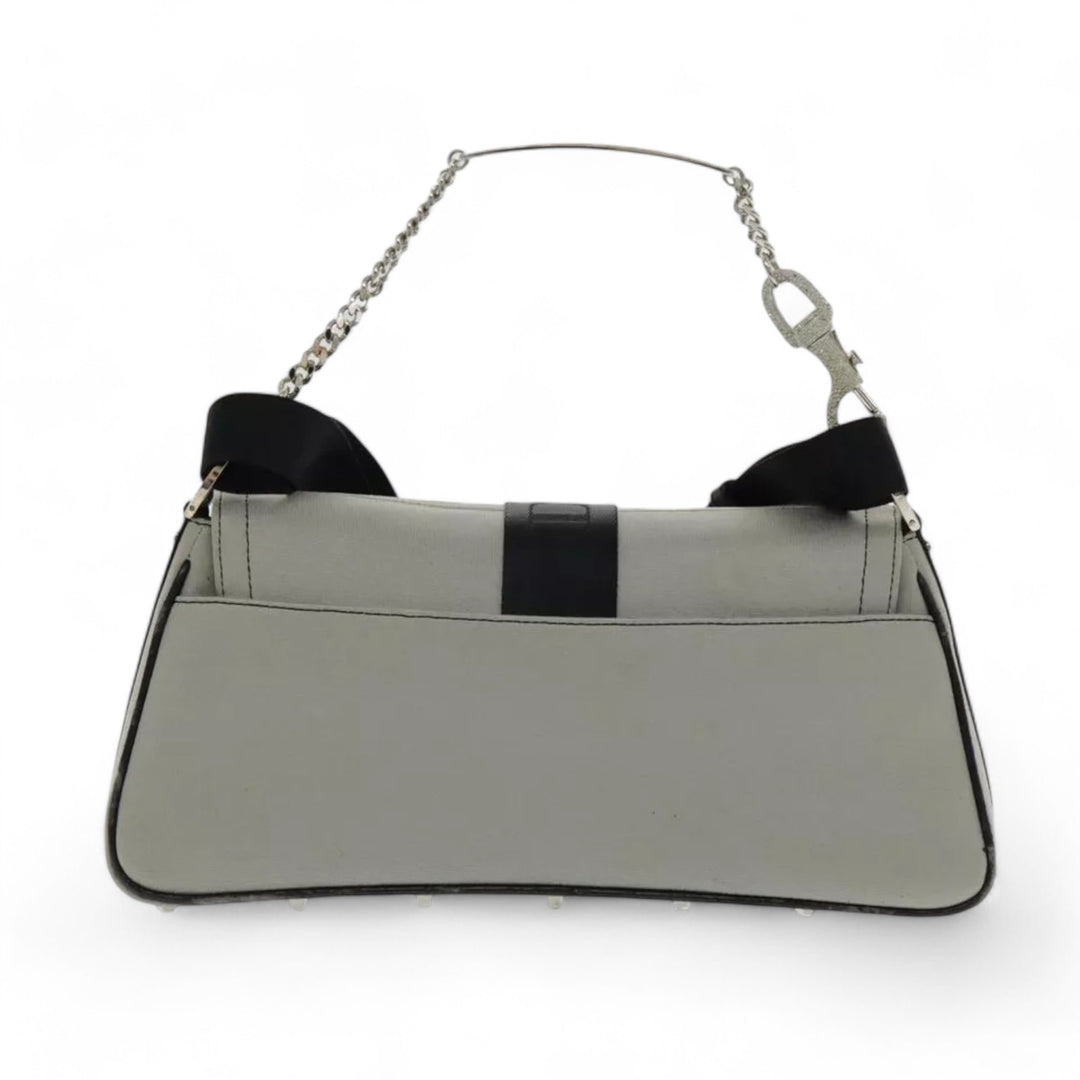 Christian Dior Hardcore Shoulder Bag Canvas Silver Womens Handbag