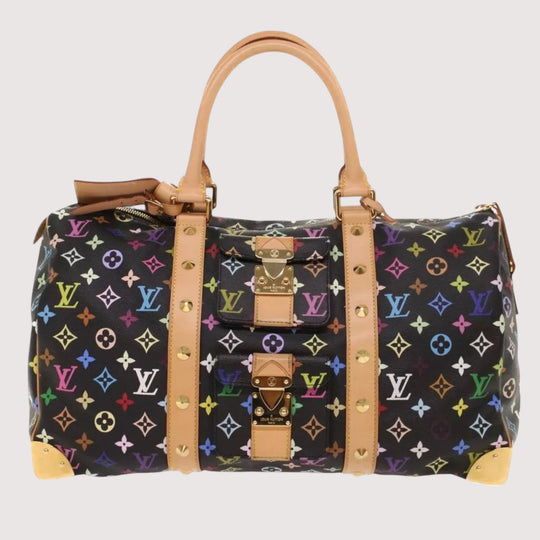 Louis Vuitton Monogram Multicolor Keepall 45 Boston Bag Black Women's Handbag with Dust Bag and Keys