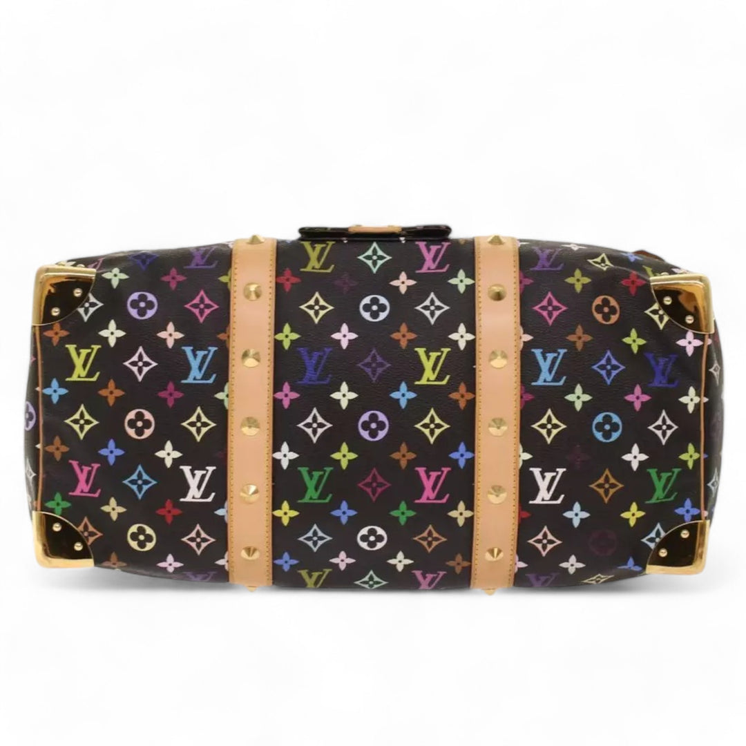 Louis Vuitton Monogram Multicolor Keepall 45 Boston Bag Black Women's Handbag with Dust Bag and Keys
