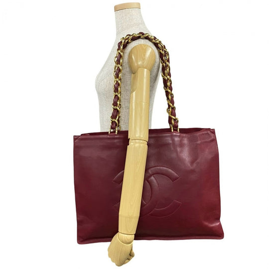 CHANEL Tote Bag lambskin wine-red