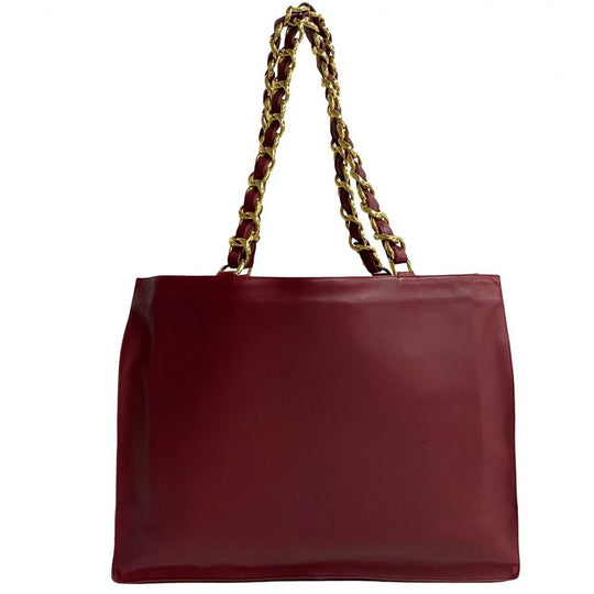 CHANEL Tote Bag lambskin wine-red