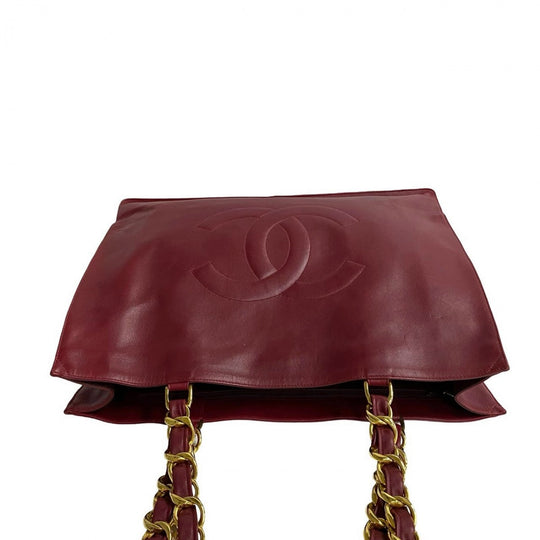 CHANEL Tote Bag lambskin wine-red