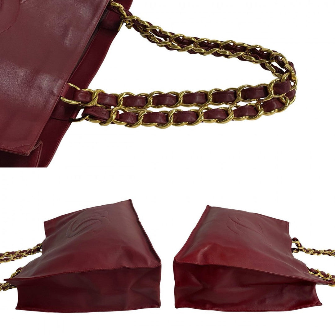 CHANEL Tote Bag lambskin wine-red