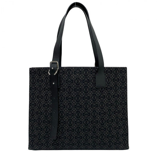 LOEWE Tote Bag leather black buckle horizontal tote