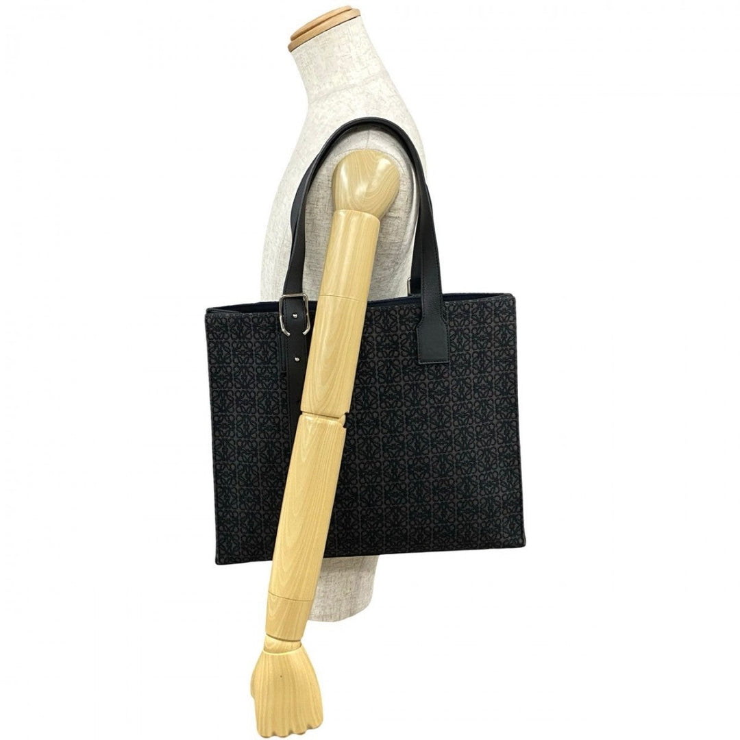 LOEWE Tote Bag leather black buckle horizontal tote
