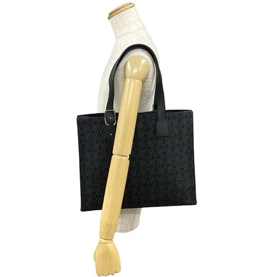 LOEWE Tote Bag leather black buckle horizontal tote