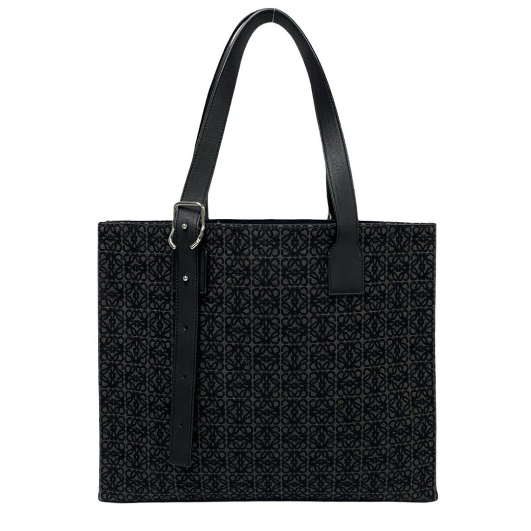 LOEWE Tote Bag leather black buckle horizontal tote