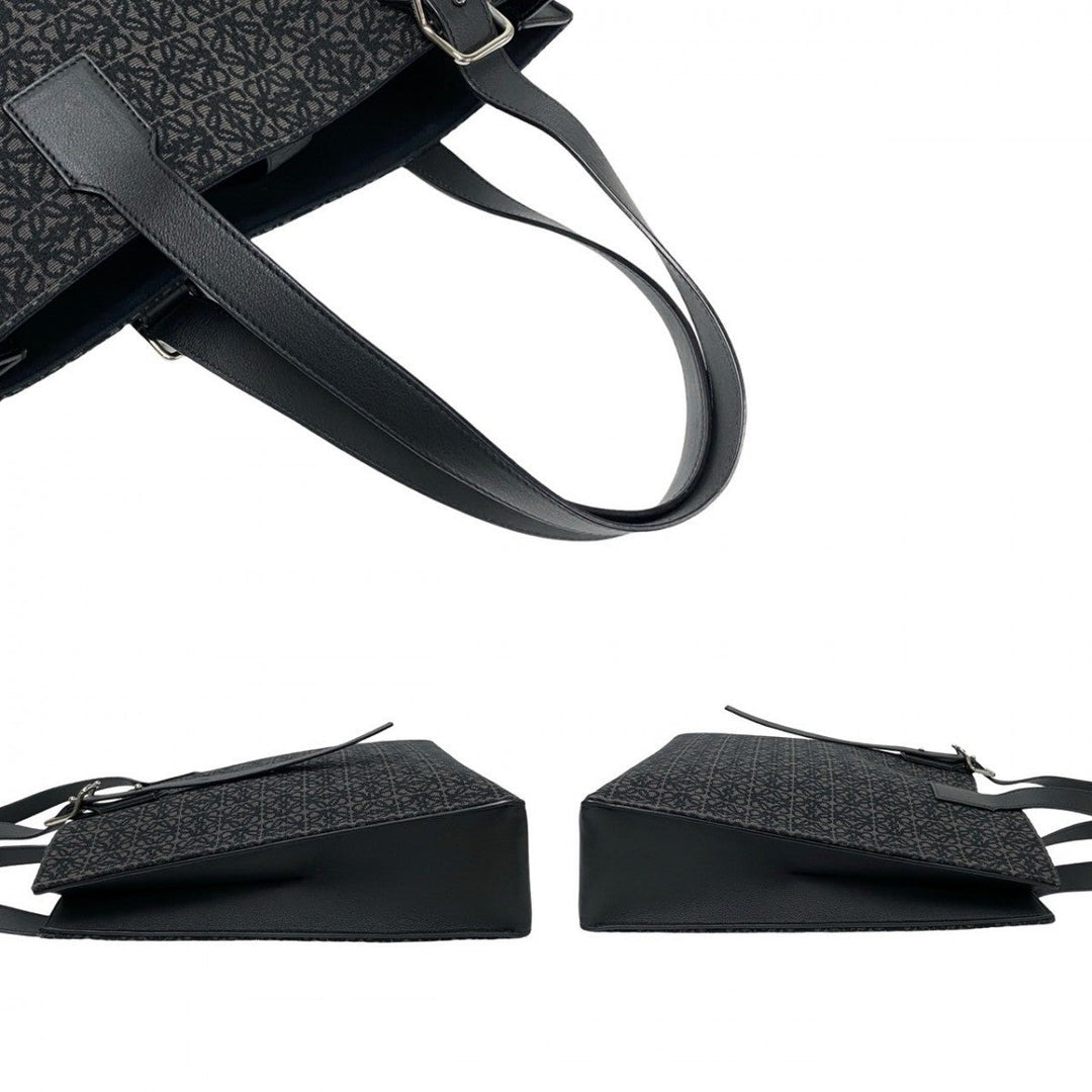 LOEWE Tote Bag leather black buckle horizontal tote
