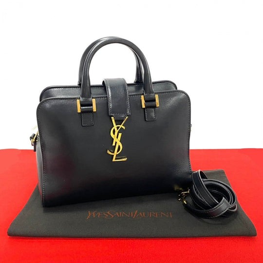YVES SAINT LAURENT Shoulder Bag leather black Baby mosquito bus