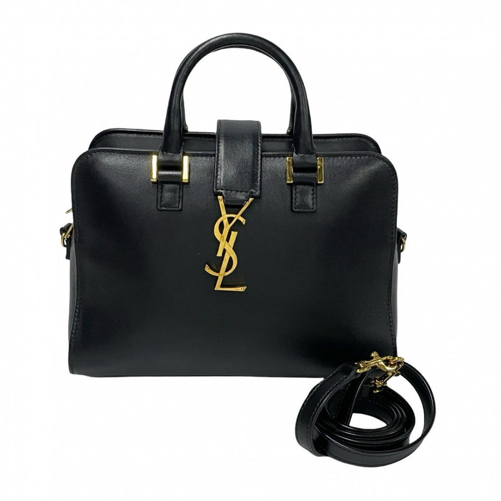YVES SAINT LAURENT Shoulder Bag leather black Baby mosquito bus
