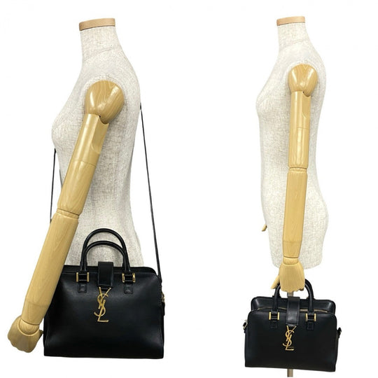 YVES SAINT LAURENT Shoulder Bag leather black Baby mosquito bus