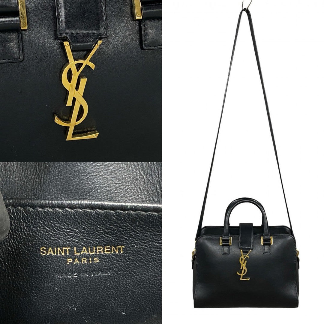 YVES SAINT LAURENT Shoulder Bag leather black Baby mosquito bus