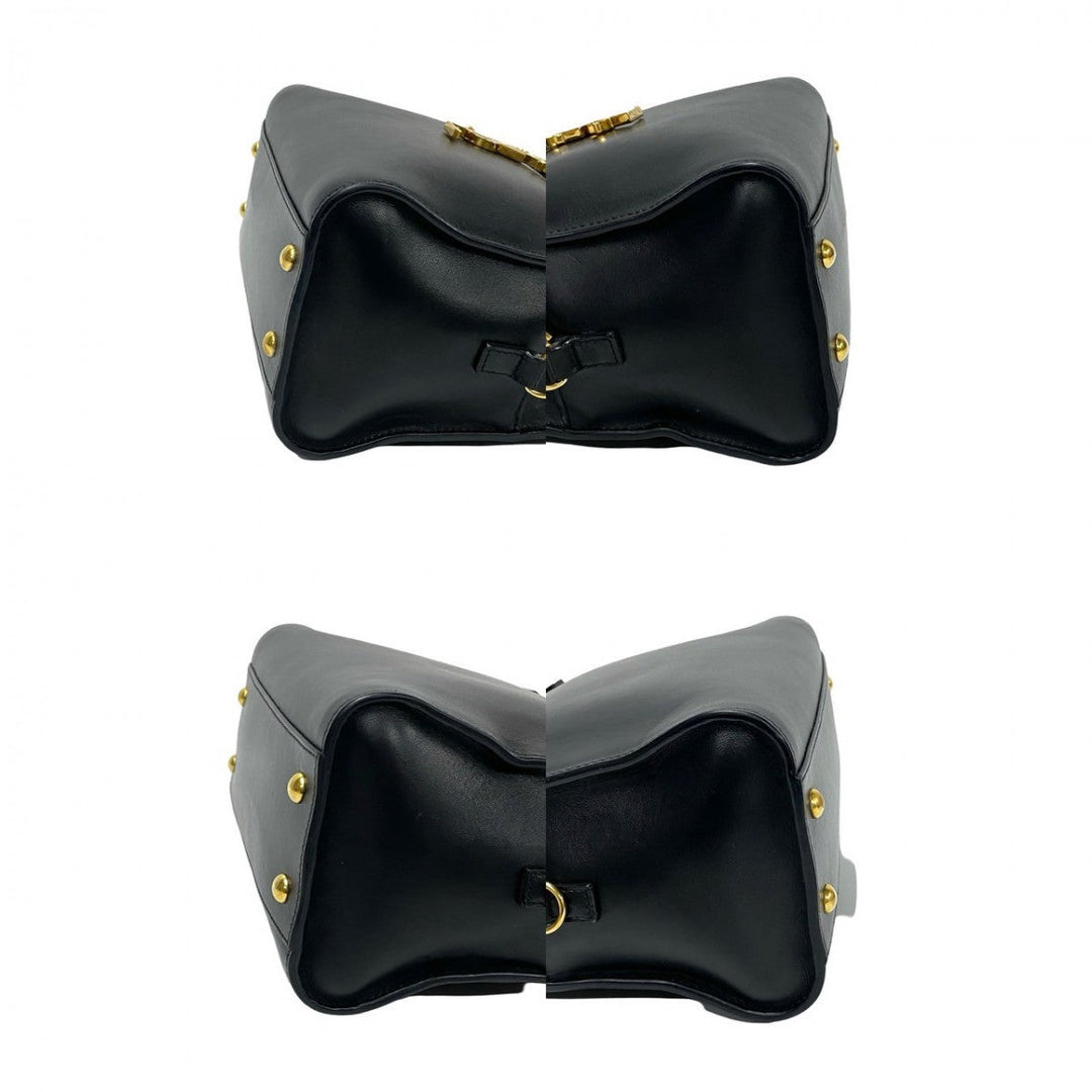 YVES SAINT LAURENT Shoulder Bag leather black Baby mosquito bus