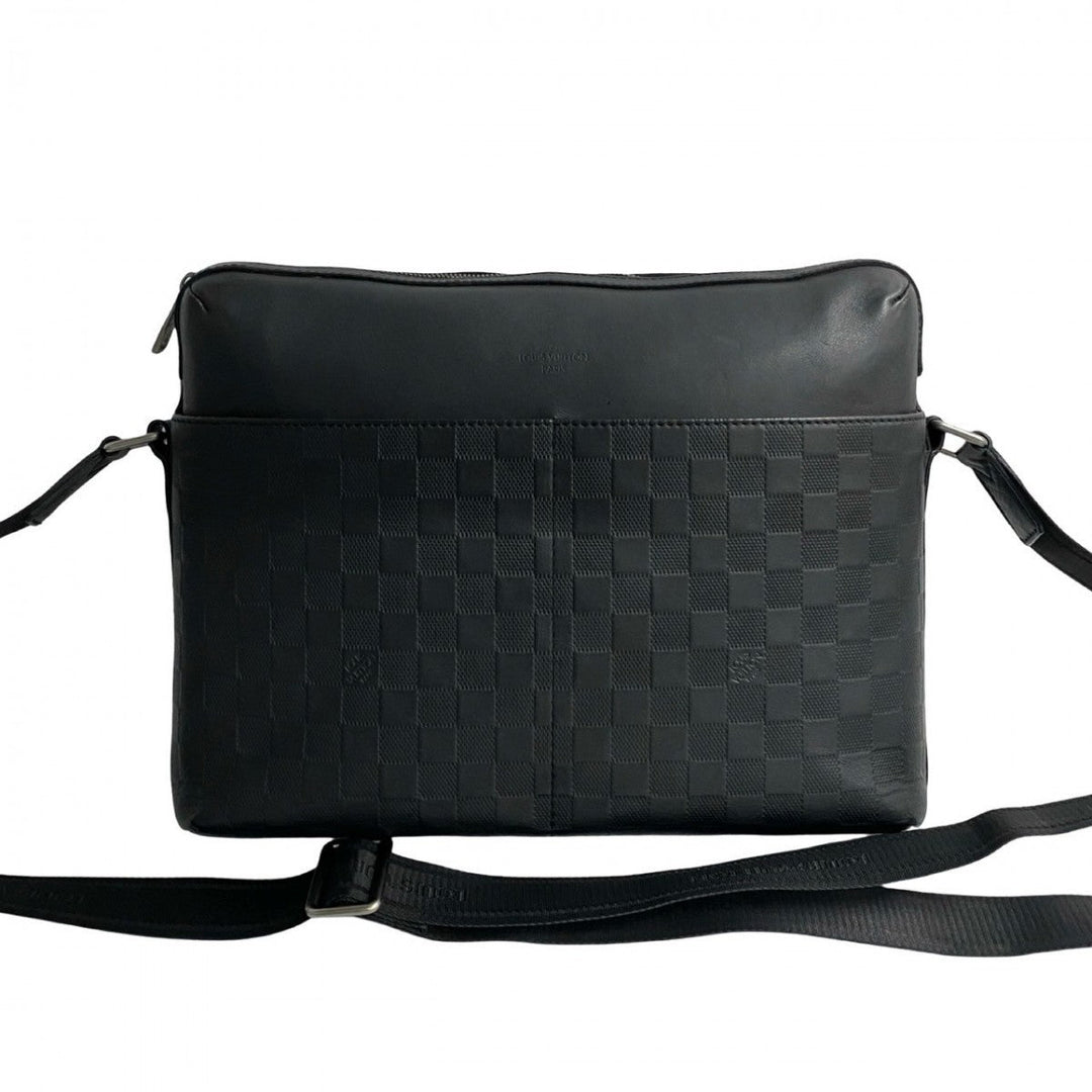 LOUIS VUITTON Shoulder Bag leather black Damier Anfini Calypso MM
