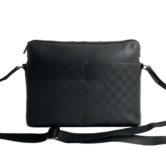 LOUIS VUITTON Shoulder Bag leather black Damier Anfini Calypso MM