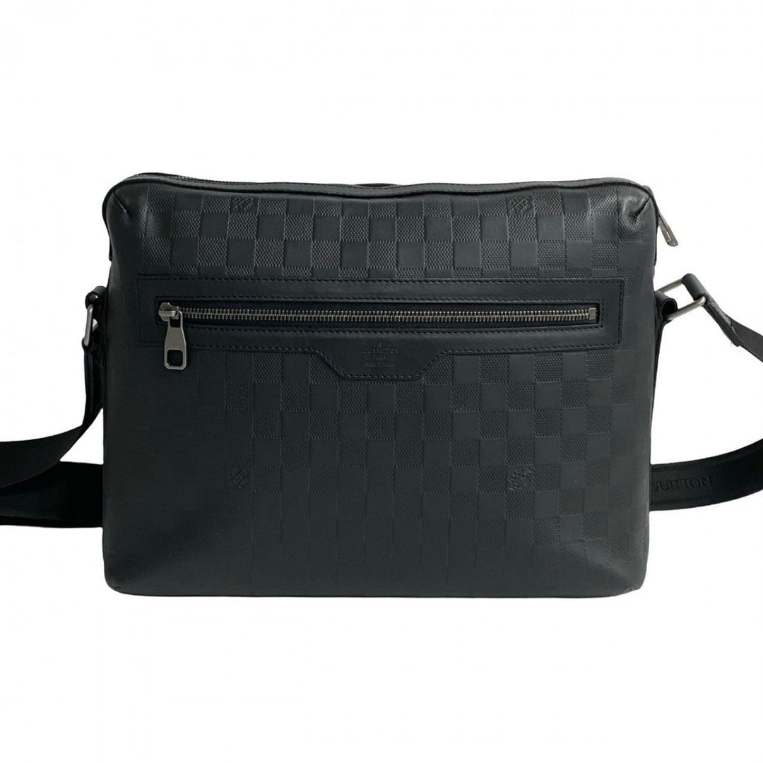LOUIS VUITTON Shoulder Bag leather black Damier Anfini Calypso MM