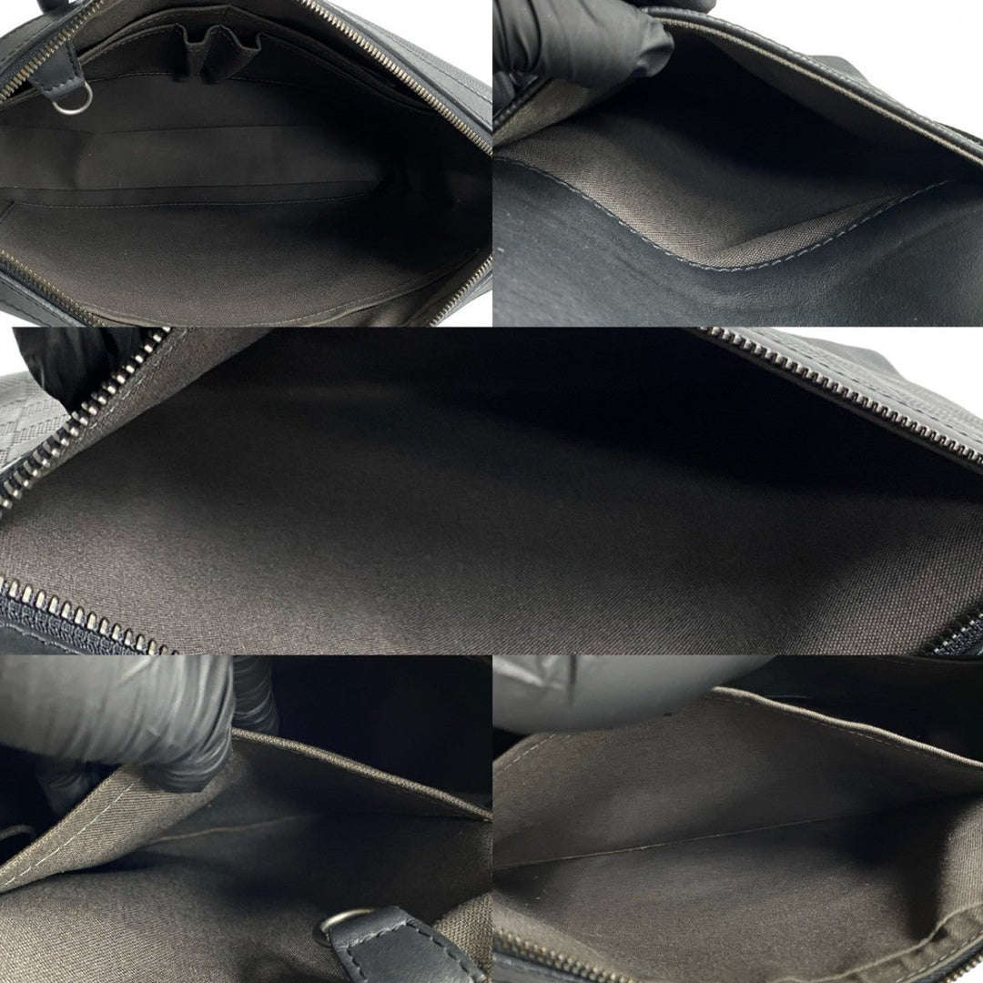 LOUIS VUITTON Shoulder Bag leather black Damier Anfini Calypso MM