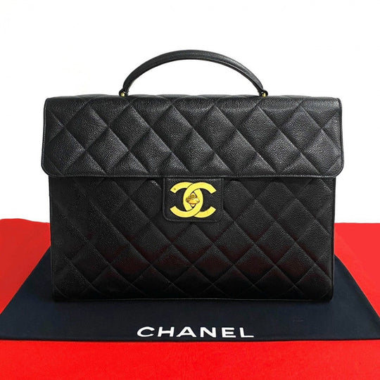 CHANEL Business bag Matt caviar skin black Matrasse