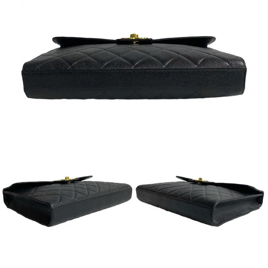 CHANEL Business bag Matt caviar skin black Matrasse