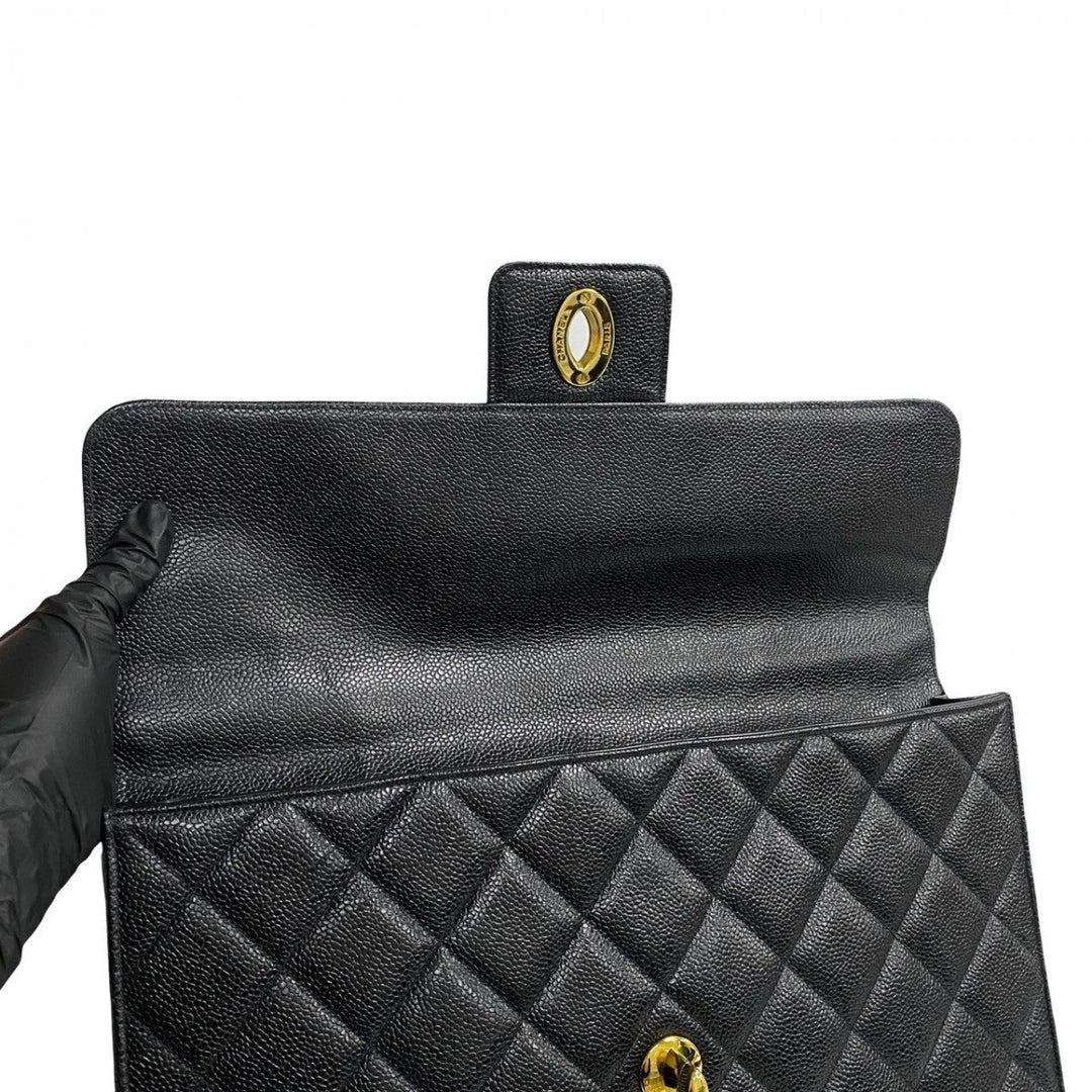 CHANEL Business bag Matt caviar skin black Matrasse