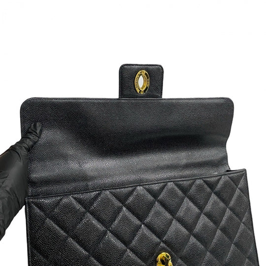 CHANEL Business bag Matt caviar skin black Matrasse