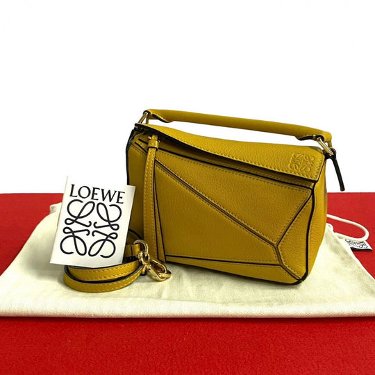 LOEWE Shoulder Bag leather yellow Puzzle bag mini