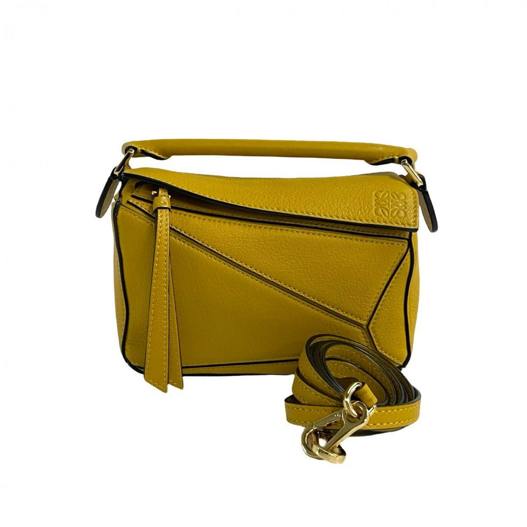 LOEWE Shoulder Bag leather yellow Puzzle bag mini