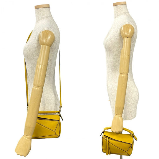LOEWE Shoulder Bag leather yellow Puzzle bag mini
