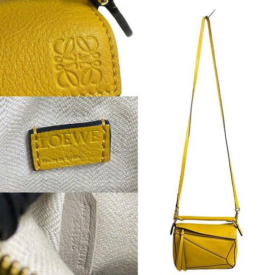 LOEWE Shoulder Bag leather yellow Puzzle bag mini