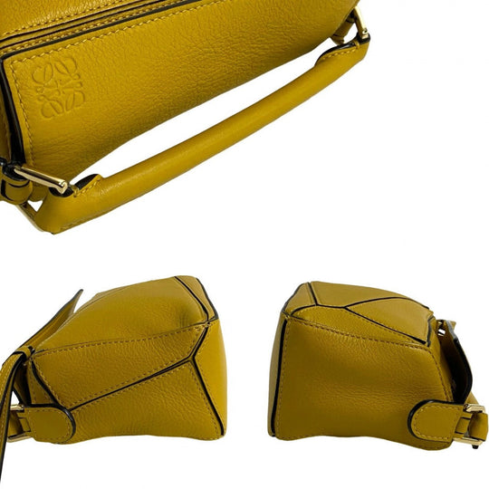LOEWE Shoulder Bag leather yellow Puzzle bag mini