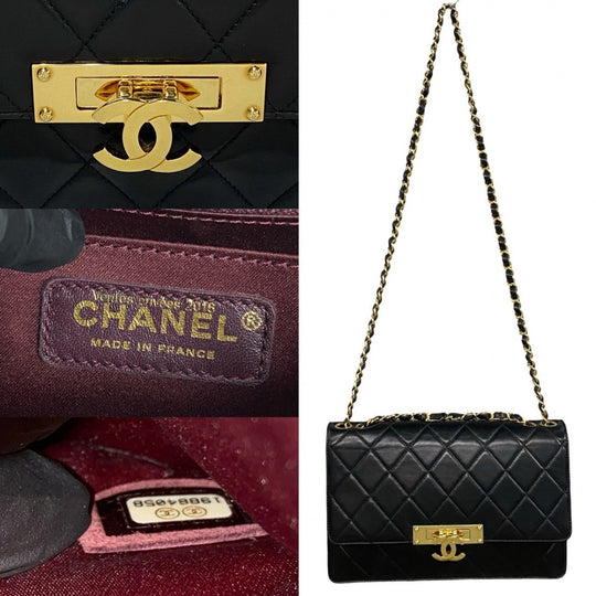CHANEL Shoulder Bag lambskin black