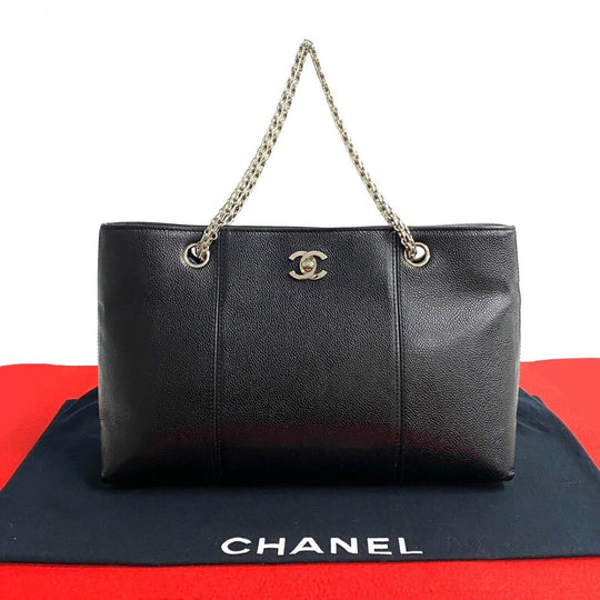 CHANEL Tote Bag leather black