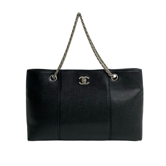 CHANEL Tote Bag leather black