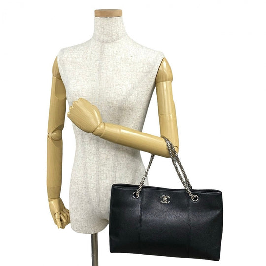 CHANEL Tote Bag leather black