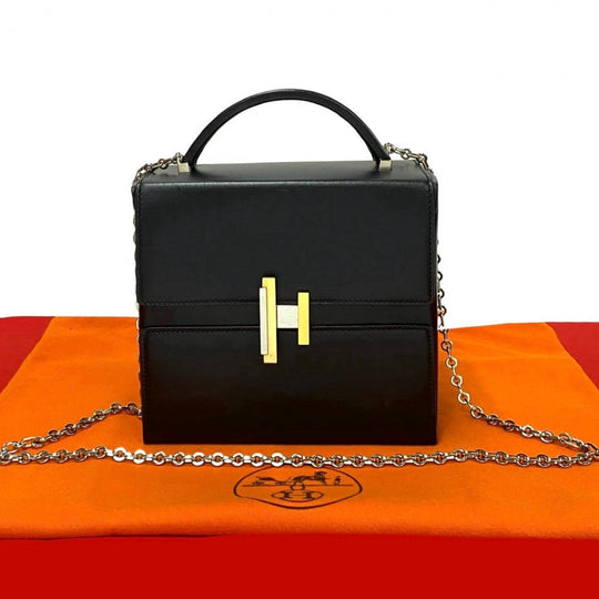 HERMES Shoulder Bag Box scarf black cinematic