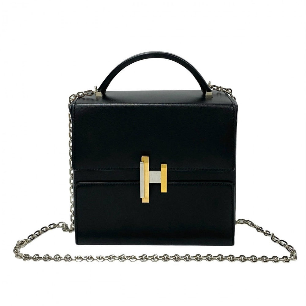 HERMES Shoulder Bag Box scarf black cinematic
