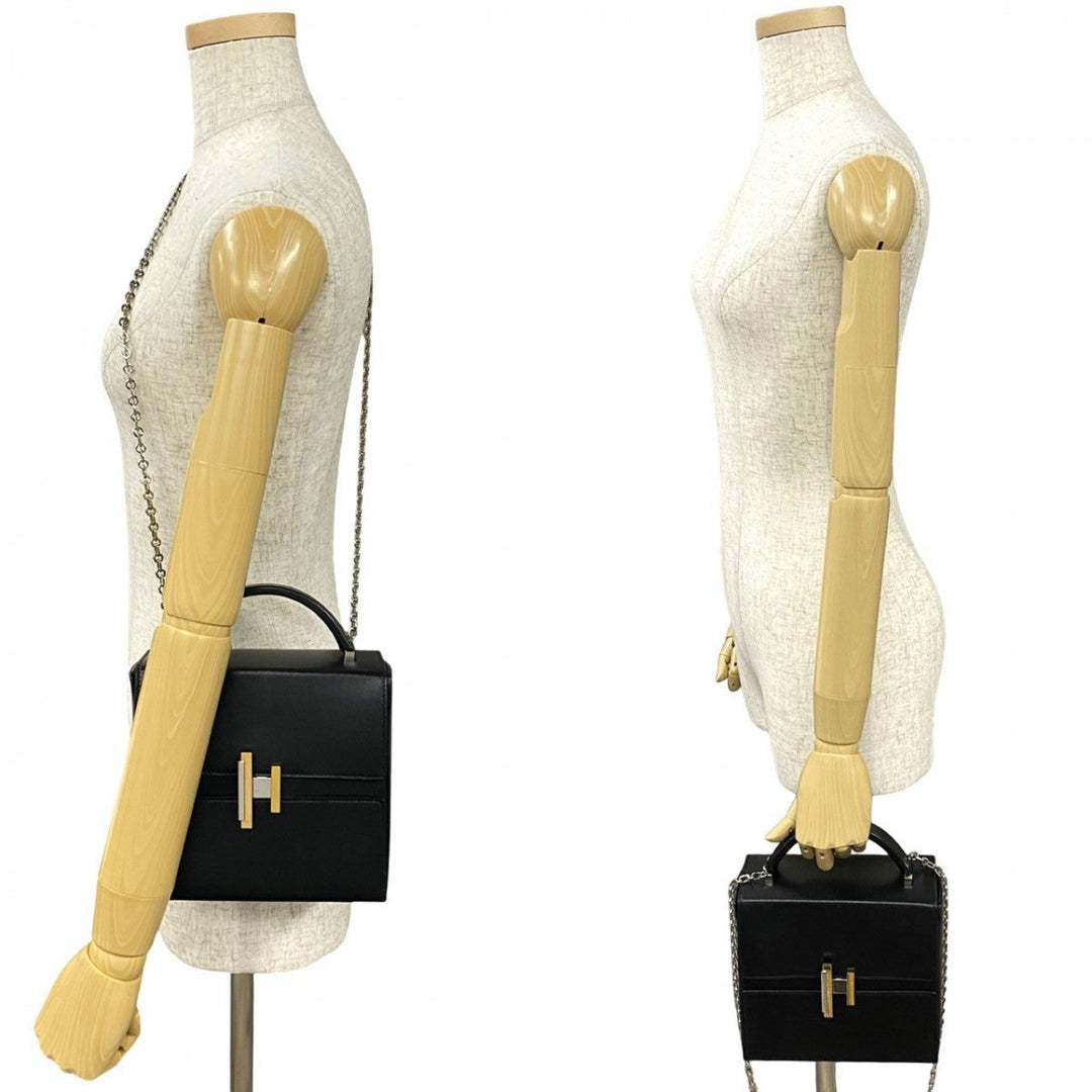 HERMES Shoulder Bag Box scarf black cinematic