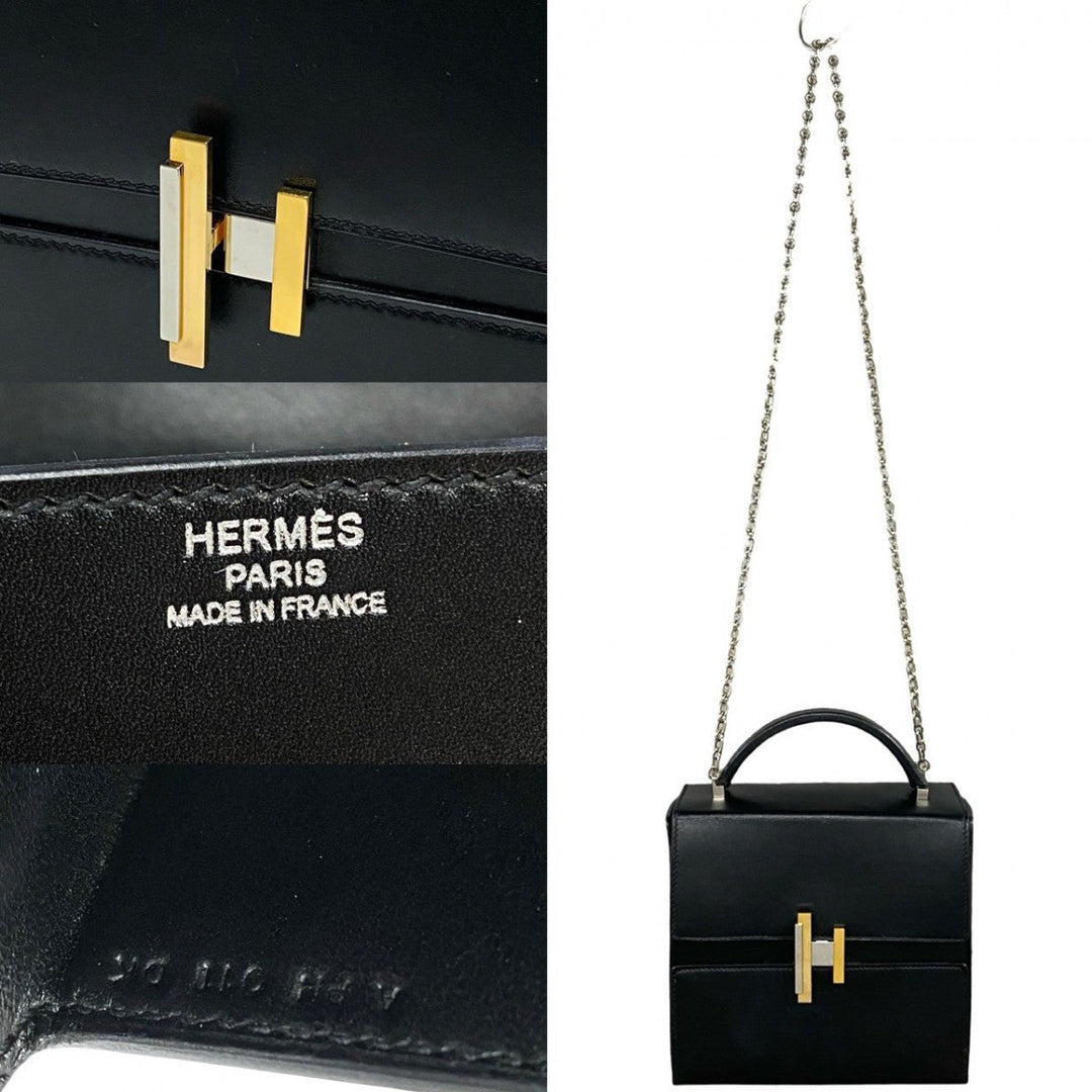 HERMES Shoulder Bag Box scarf black cinematic