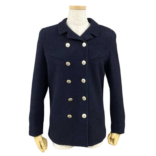 CHANEL tailored jacket wool Navy 38