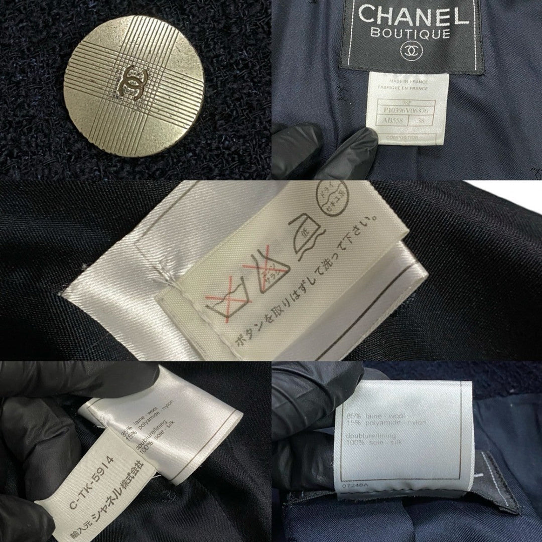CHANEL tailored jacket wool Navy 38