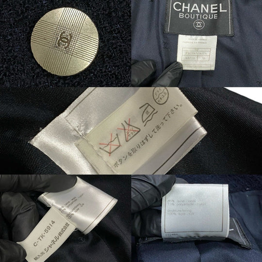 CHANEL tailored jacket wool Navy 38