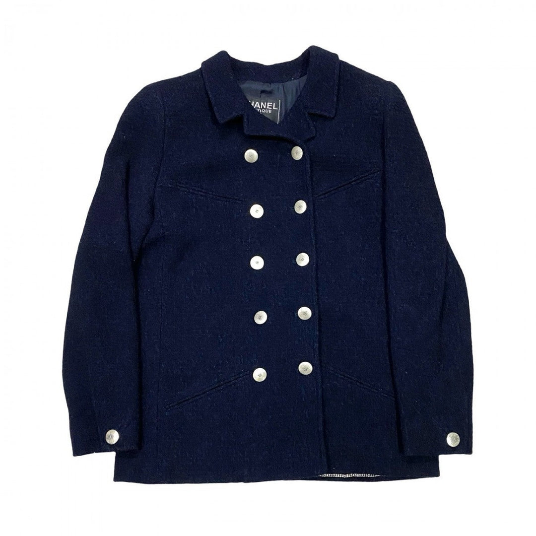 CHANEL tailored jacket wool Navy 38