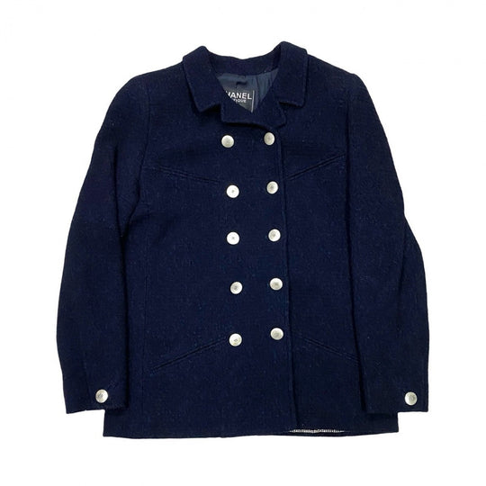 CHANEL tailored jacket wool Navy 38