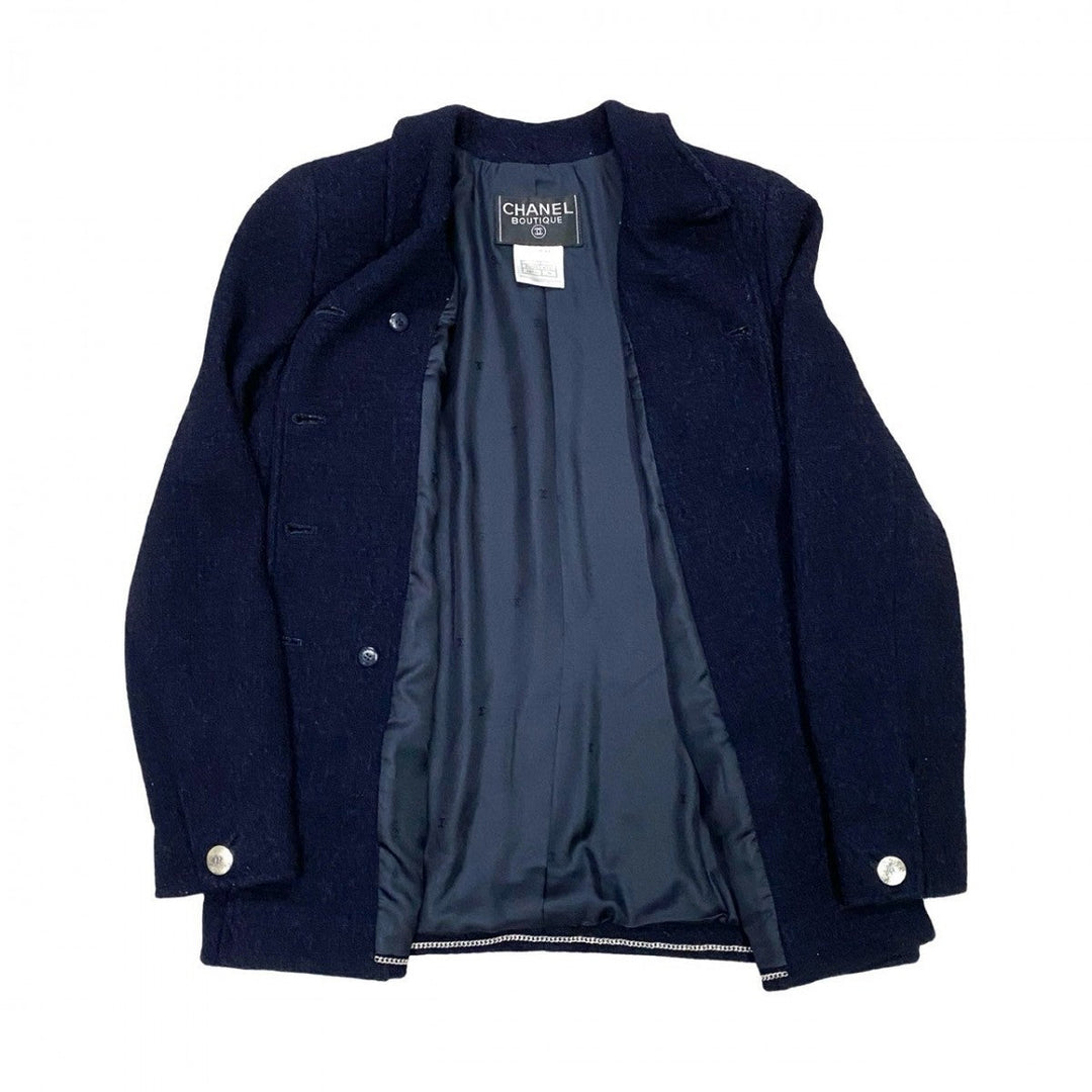 CHANEL tailored jacket wool Navy 38