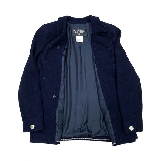CHANEL tailored jacket wool Navy 38
