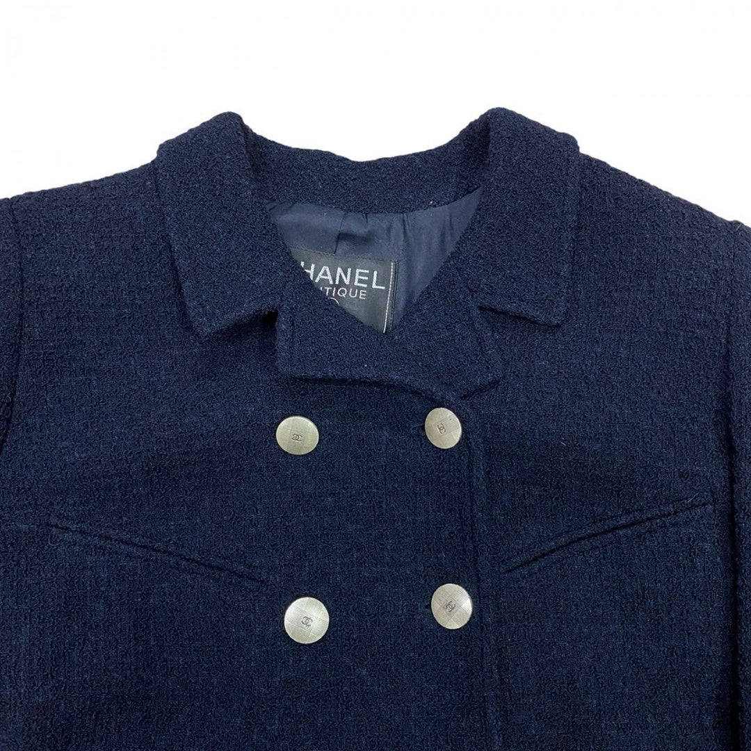 CHANEL tailored jacket wool Navy 38