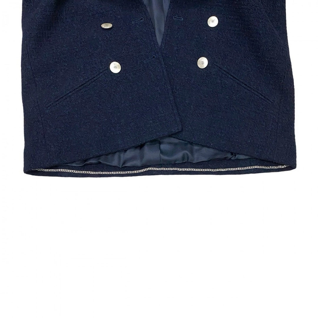 CHANEL tailored jacket wool Navy 38